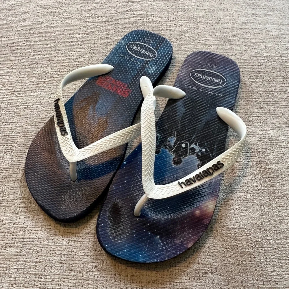 Havaianas Stranger Things Flip Flops Mens 9/10 Womens 11/12 Blue White Sandals